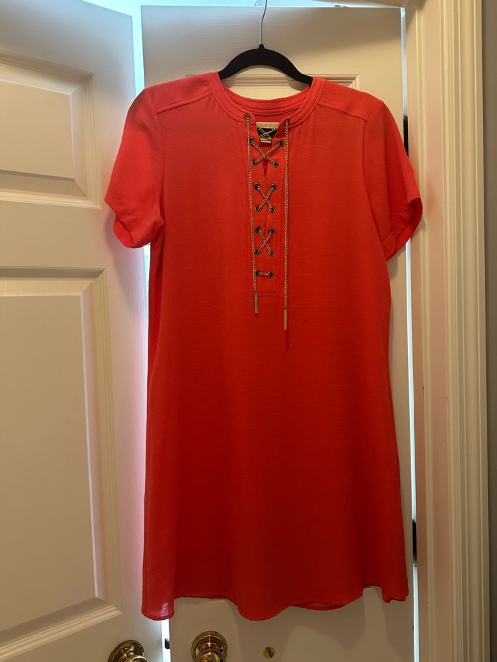 Michael Kors Coral Lace-Up Mini Dress